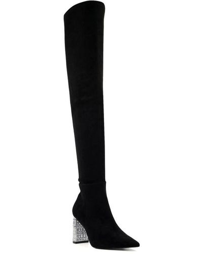 Dune Ladies Superstar - Jewelled High Heel Over The Knee Boots - Black