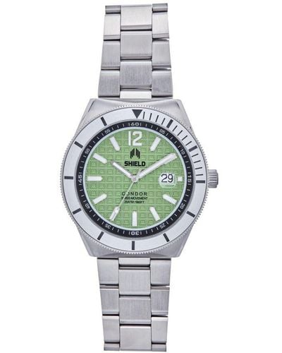 Shield Condor Bracelet Watch W/Date - White