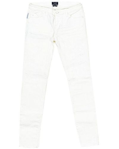 Armani S Long Ripped And Torn Effect Denim Trousers C5j06-5x Cotton - White