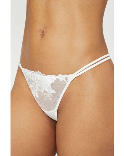 Gorgeous Lily Embroidery Bridal Thong - Brown