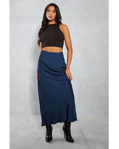 MissPap Satin Slip Maxi Skirt - Blue
