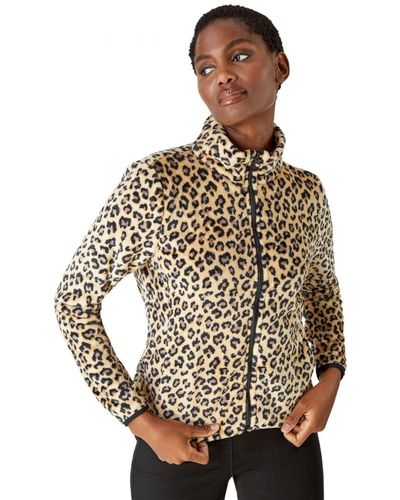 Roman Animal Print Sherpa Fleece Jacket - Metallic