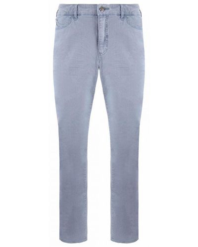 Armani Emporio J18 Slim Fit High Waist Trousers Cotton - Blue