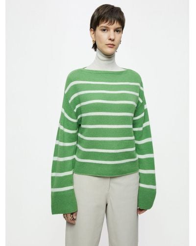 Jigsaw Merino Cashmere Stripe Jumper - Green