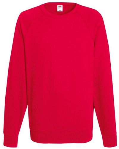 Fruit Of The Loom Lightweight Raglan Sweatshirt (240 Gsm) () - Red