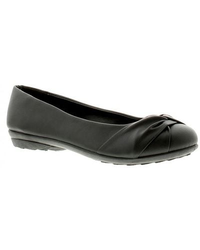 Platino Twill Ladies Flats Shoes Pu - Black