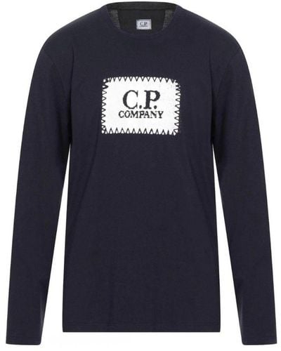 C.P. Company Block Chest Logo Long Sleeve T-Shirt - Blue