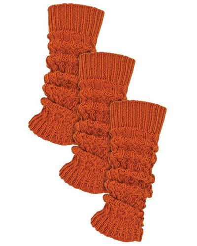 Sock Snob 3 Paar Multiverpakking Beenwarmers Voor | | Geribbelde Stijl Stevige Beenwarmers Jaren 80 - Oranje