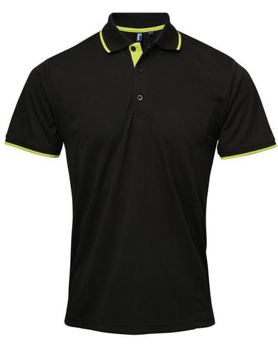 PREMIER Contrast Coolchecker Polo Shirt (/Lime) - Black