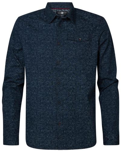 Petrol Industries All-over Print Overhemd Sycamore - Blauw