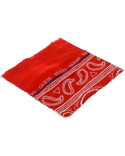 Guess Printed Scarf With Frayed Contours Am8764mod03 Man Rayon - Red