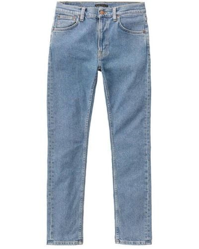 Nudie Jeans Slim Fit Jeans Lean Dean Vintage Touch - Blauw