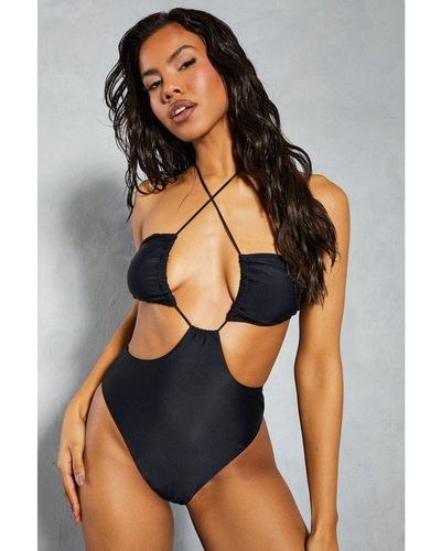 MissPap Halter Neck Cut Out Swimsuit Polyamide - Black