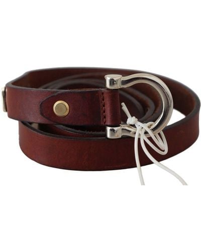 John Galliano Leather Luxury Slim Buckle Belt - Brown