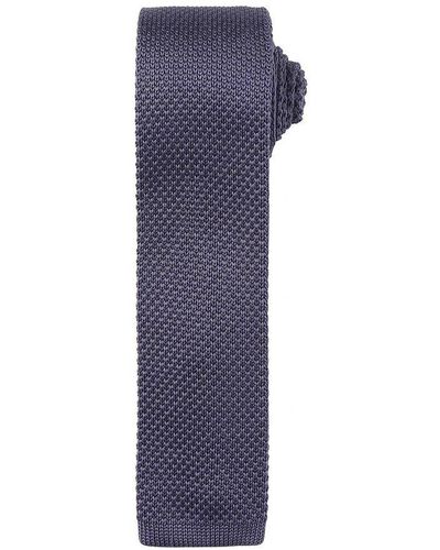 PREMIER Adult Slim Knitted Tie (Steel) - Blue