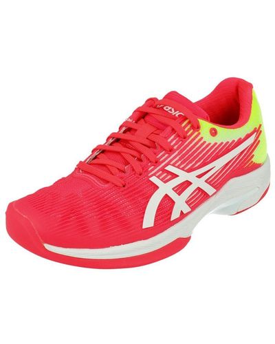 Asics Solution Speed Ff Indoor Tennis Shoes Pink Trainers - Red