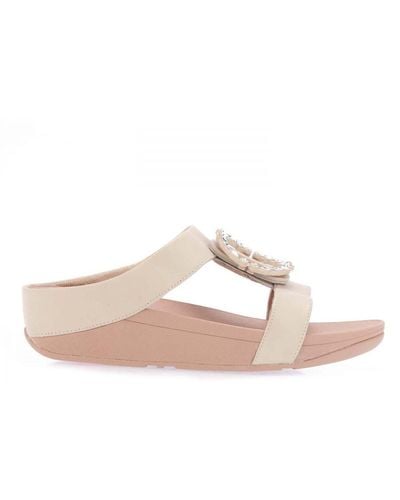 Fitflop Womenss Fit Flop Lulu Crystal-Circlet H-Bar Slide Sandals - Pink