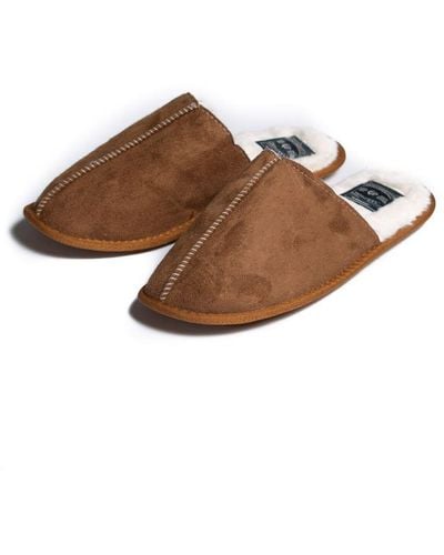 Tokyo Laundry Faux Suede Slippers - Brown