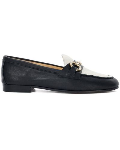 Dune Ladies Gemstone - Diamante Snaffle Trimmed Loafers Leather - Black