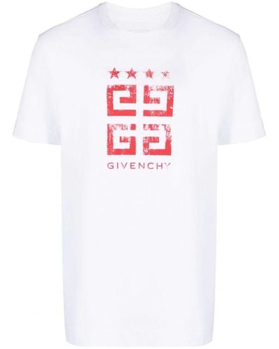 Givenchy 4g Stars Rood Logo Bedrukt T-shirt In Wit