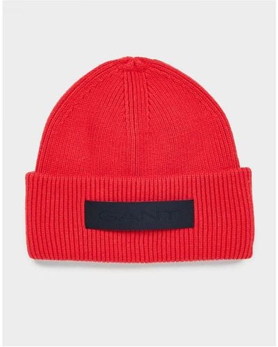 GANT Accessories Ribbed Beanie - Red