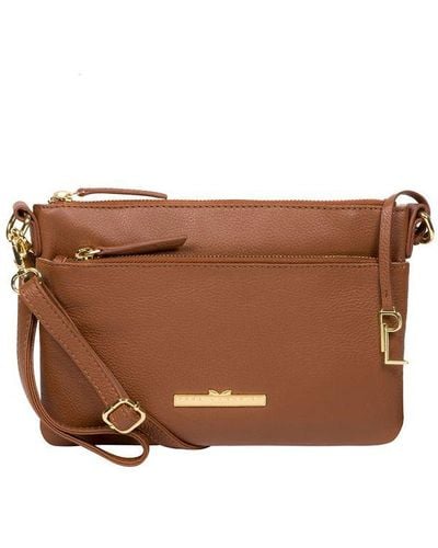Pure Luxuries 'Lytham' Leather Cross Body Clutch Bag - Brown
