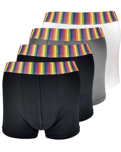 Sock Snob 4 Pack Multipack Soft Cotton Novelty Striped Boxer Shorts Underwear - Grey