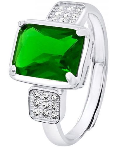 Lova - Lola Van Der Keen Ring "emerald Color" -kristal En Verstelbare Zirkoniumoxiden 925 - Groen