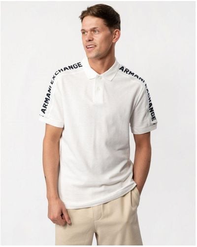 Armani Exchange Large Logo Tape Polo Shirt - White