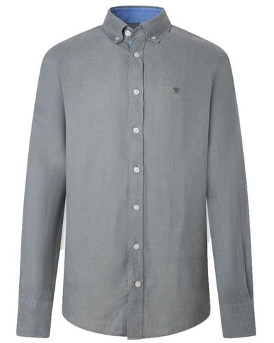 Hackett Long Sleeved Linen Shirt - Grey