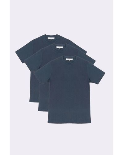 Jameson Carter Navy 'element' 3-pack Cotton Plain T-shirts With Rear Rubber Print - Blue