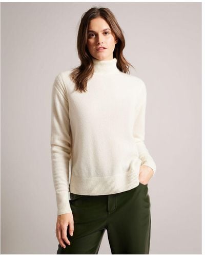 Ted Baker Ruthell Organic Cashmere Roll Neck Jumper - Natural