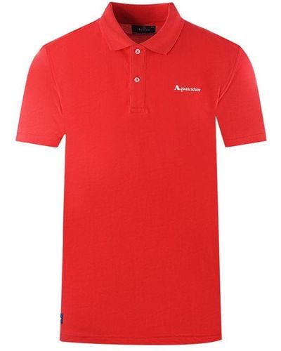 Aquascutum Brand Logo Plain Red Polo Shirt - Rood