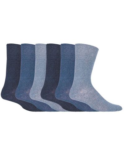 IOMI 6 Pack Non Elastic Diabetic Socks With Hand Linked Toe Seams - Blue