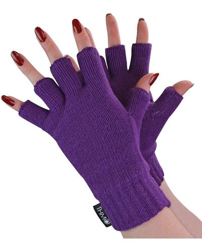 THMO Fleece Gevoerde Thermo Vingerloze Handschoenen - Paars
