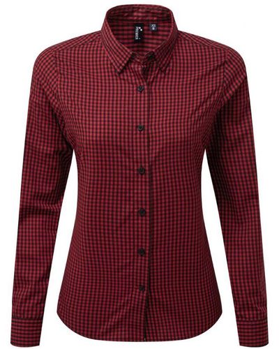 PREMIER Ladies Maxton Check Long Sleeve Shirt (/) - Red