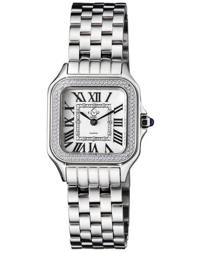 Gv2 Milan Swiss Quartz Silver Dial Stainless Steel Diamonds Watch - White