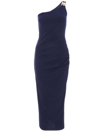 Quiz Navy One Shoulder Midaxi Dress - Blue