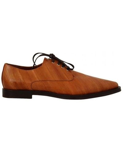Dolce & Gabbana Eel Leather Lace Up Formal Shoes - Brown
