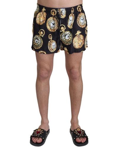 Dolce & Gabbana Black Gold Watch Beachwear Shorts Zwemshorts - Zwart