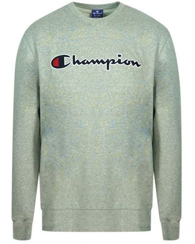 Champion Classic Script Logo Donkergrijs Sweatshirt - Groen