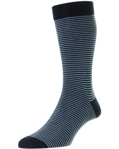 Pantherella Holst Stripe Sock - Blue