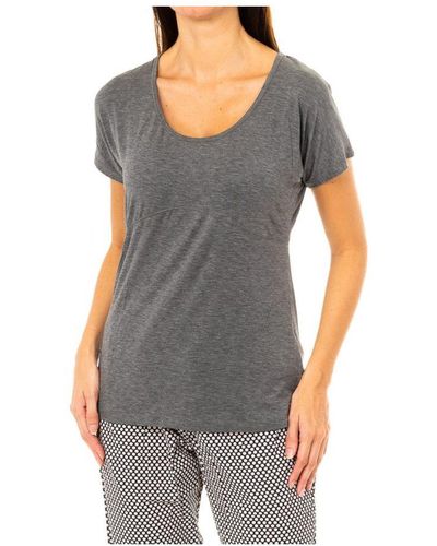 Tommy Hilfiger Womenss Short-Sleeved Round Neck T-Shirt Uw0Uw00103 - Grey