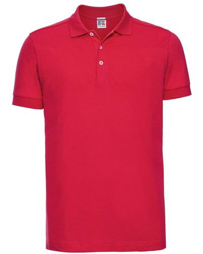 Russell Stretch Short Sleeve Polo Shirt (Classic) - Red