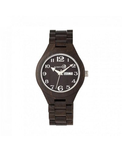 Earth Wood Sapwood Bracelet Watch W/date - Black