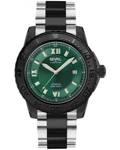 Gevril Seacloud Green Dial Stainless Steel Black Pvd Watch