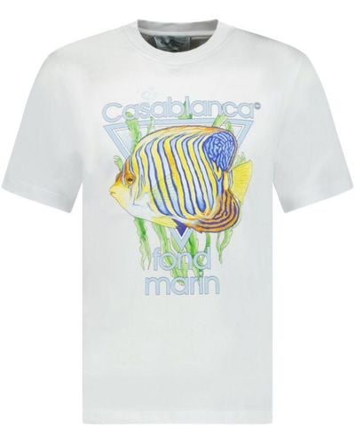 Casablancabrand Fond Marin T-shirt In Wit - Meerkleurig