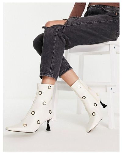 ASOS Rush Mid-Heeled Boots With Hardware Detail - Blue