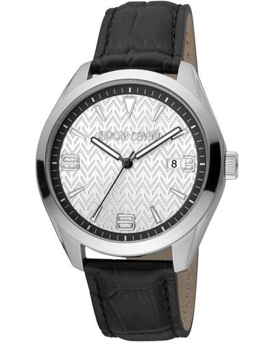 Roberto Cavalli Rc5G048L0015 Quartz Stainless Steel Leather 10 Atm 42 Mm Watch - Grey