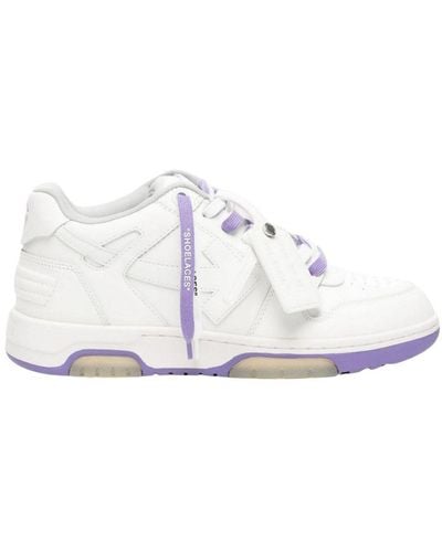 Off-White c/o Virgil Abloh Out Of Office Lilac Calf Leather Trainers - White